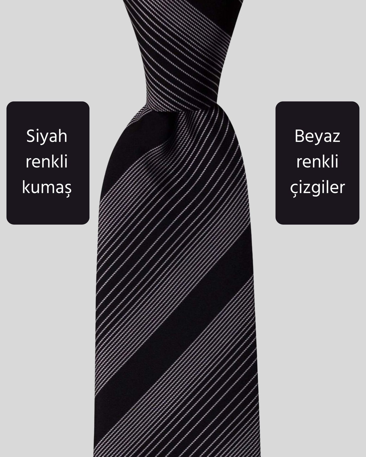 Kumovo siyah beyaz klasik kravat