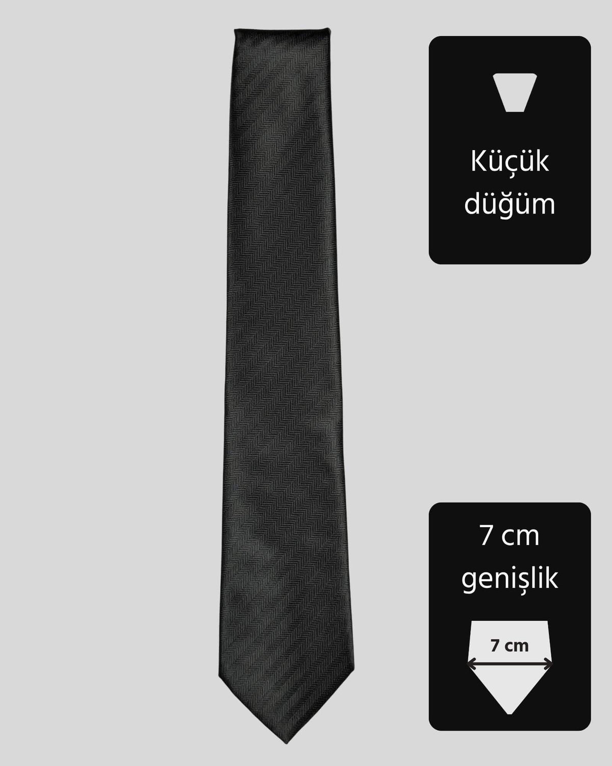 Kumovo balıksırtı desenli siyah ince düğün kravatı