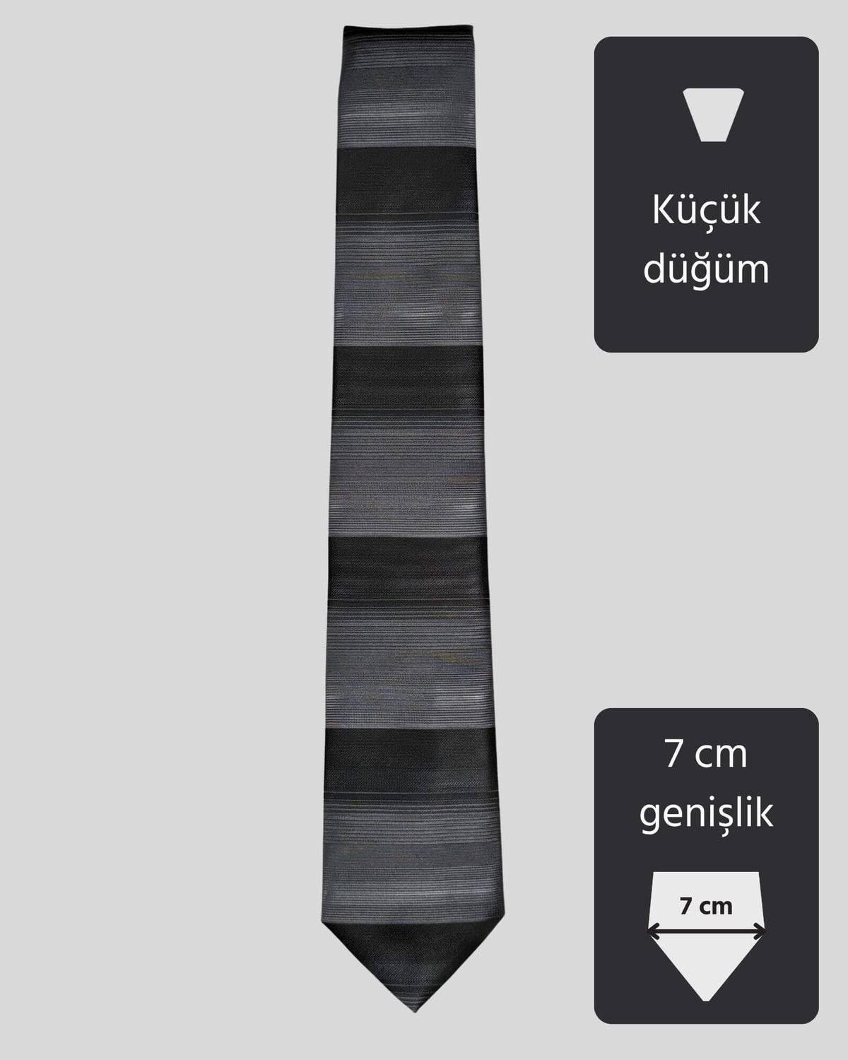 Kumovo gri siyah paralel çizgili kravat