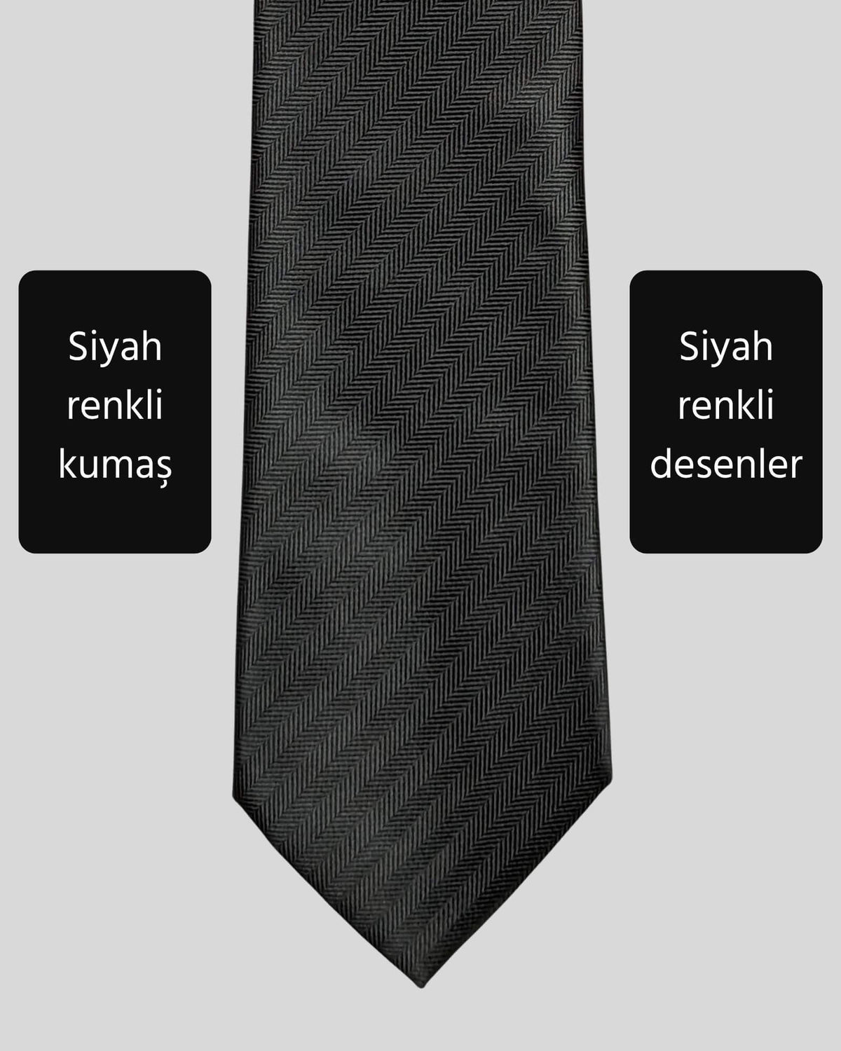 Kumovo balıksırtı desenli siyah ince avukat kravatı