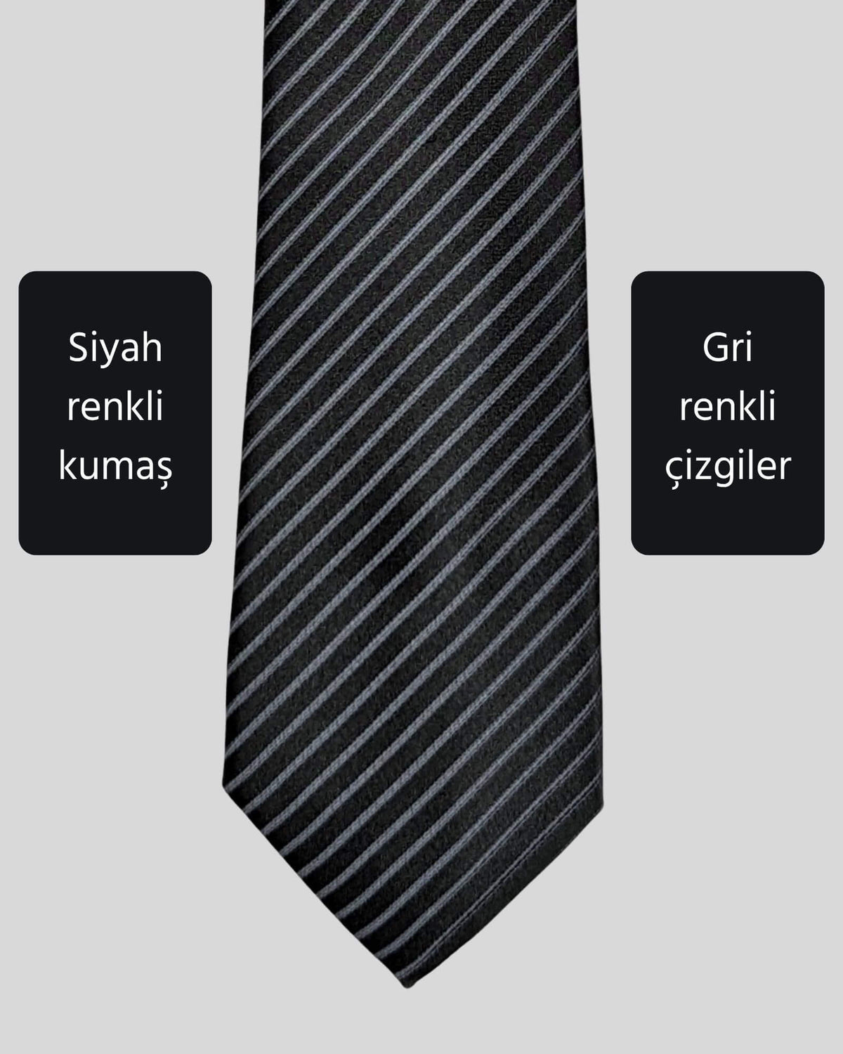 Kumovo çizgili siyah kravat