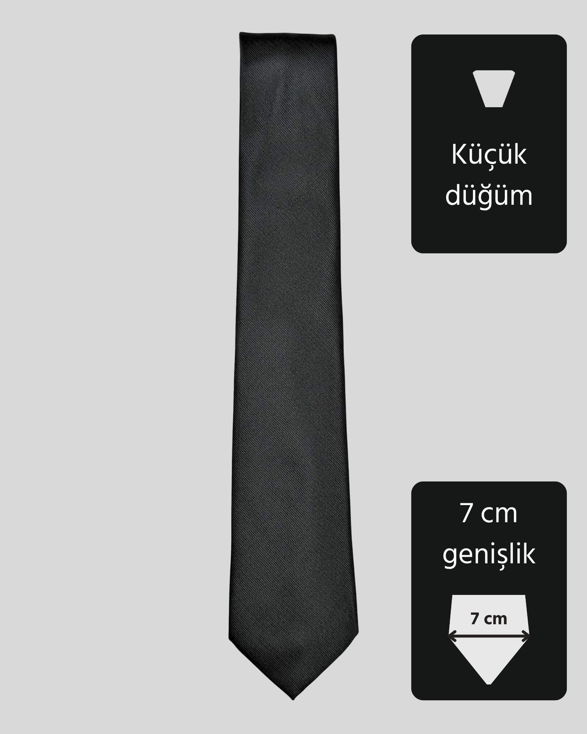 Kumovo ince siyah düz kravat