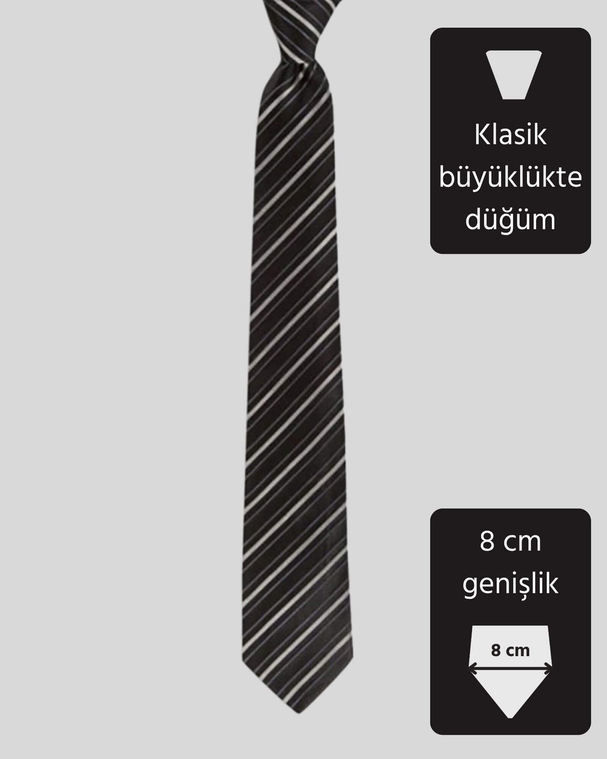 Kumovo siyah ipek klasik kravat