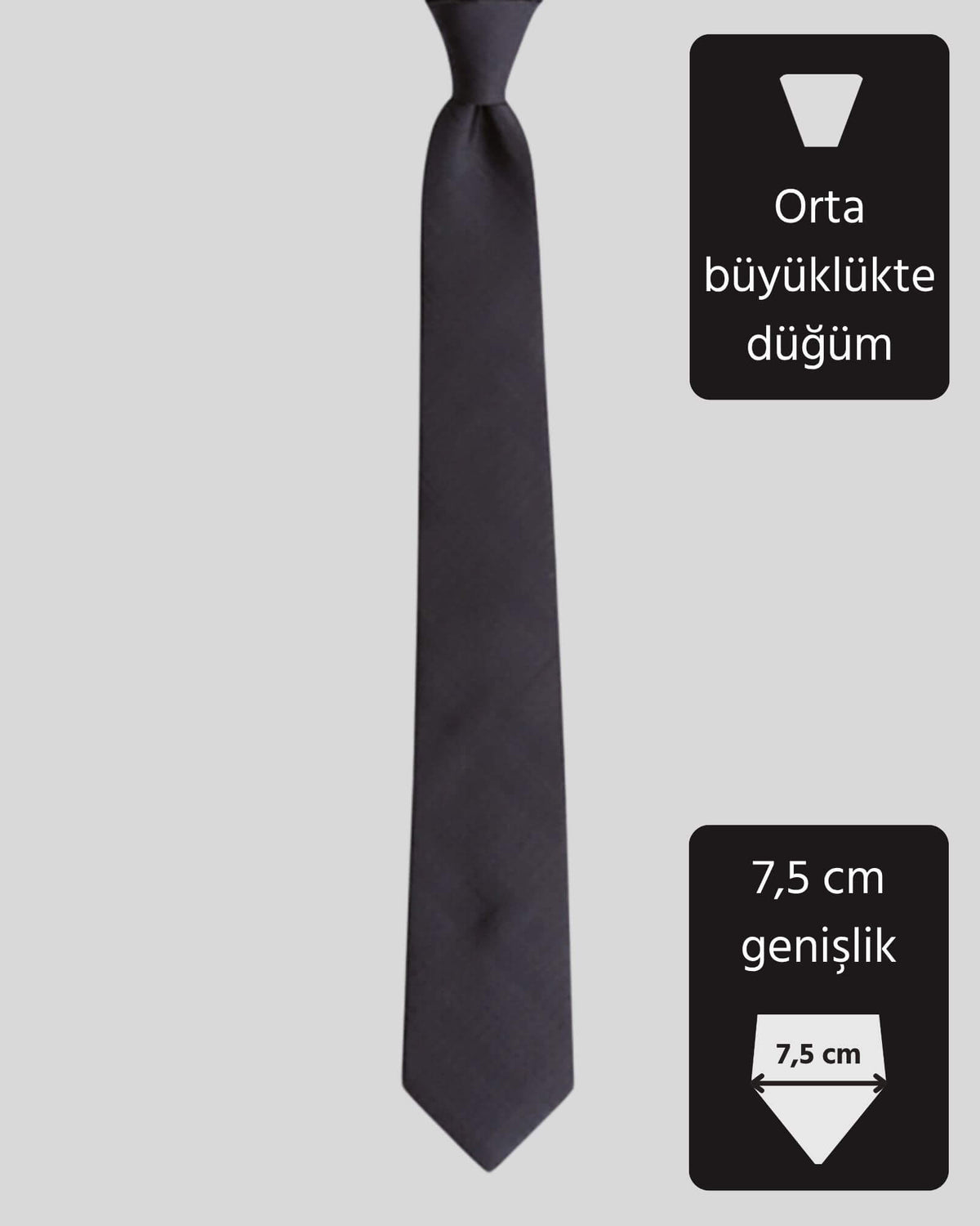 Kumovo siyah ipek avukat kravatı