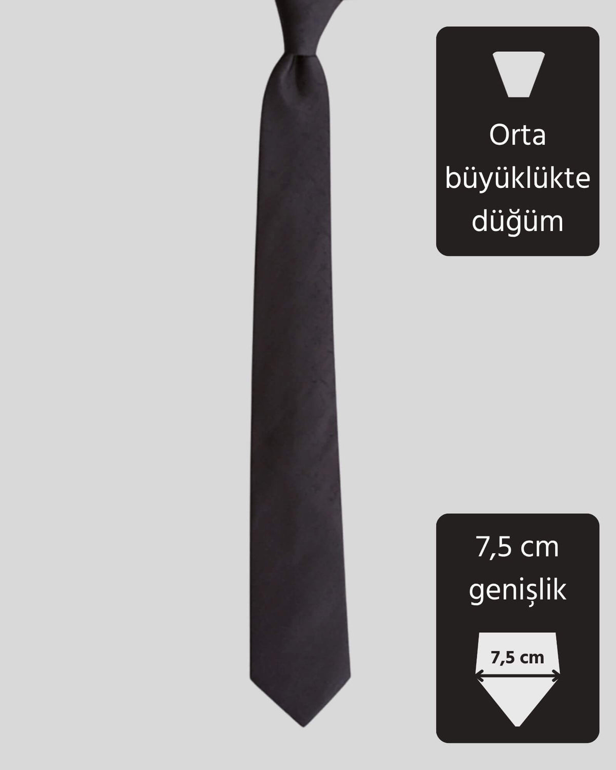 Kumovo siyah ipek savcı kravatı