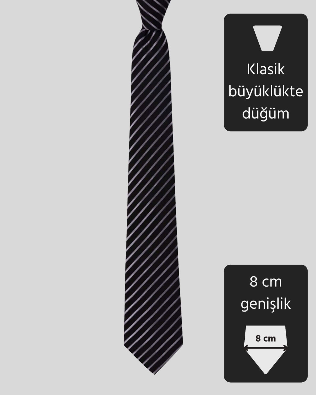 Kumovo çizgili siyah avukat kravatı