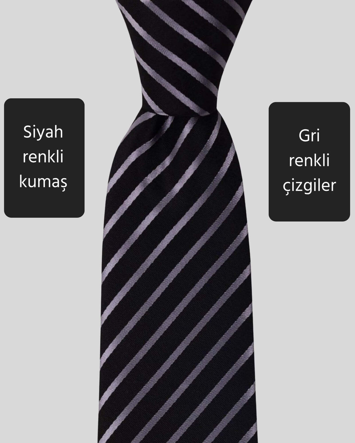 Kumovo çizgili siyah kravat
