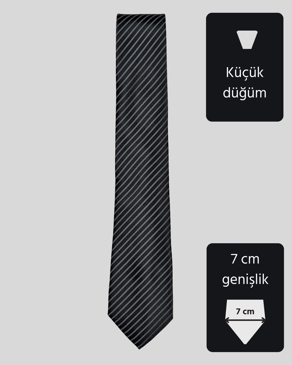 Kumovo gri çizgili siyah kravat
