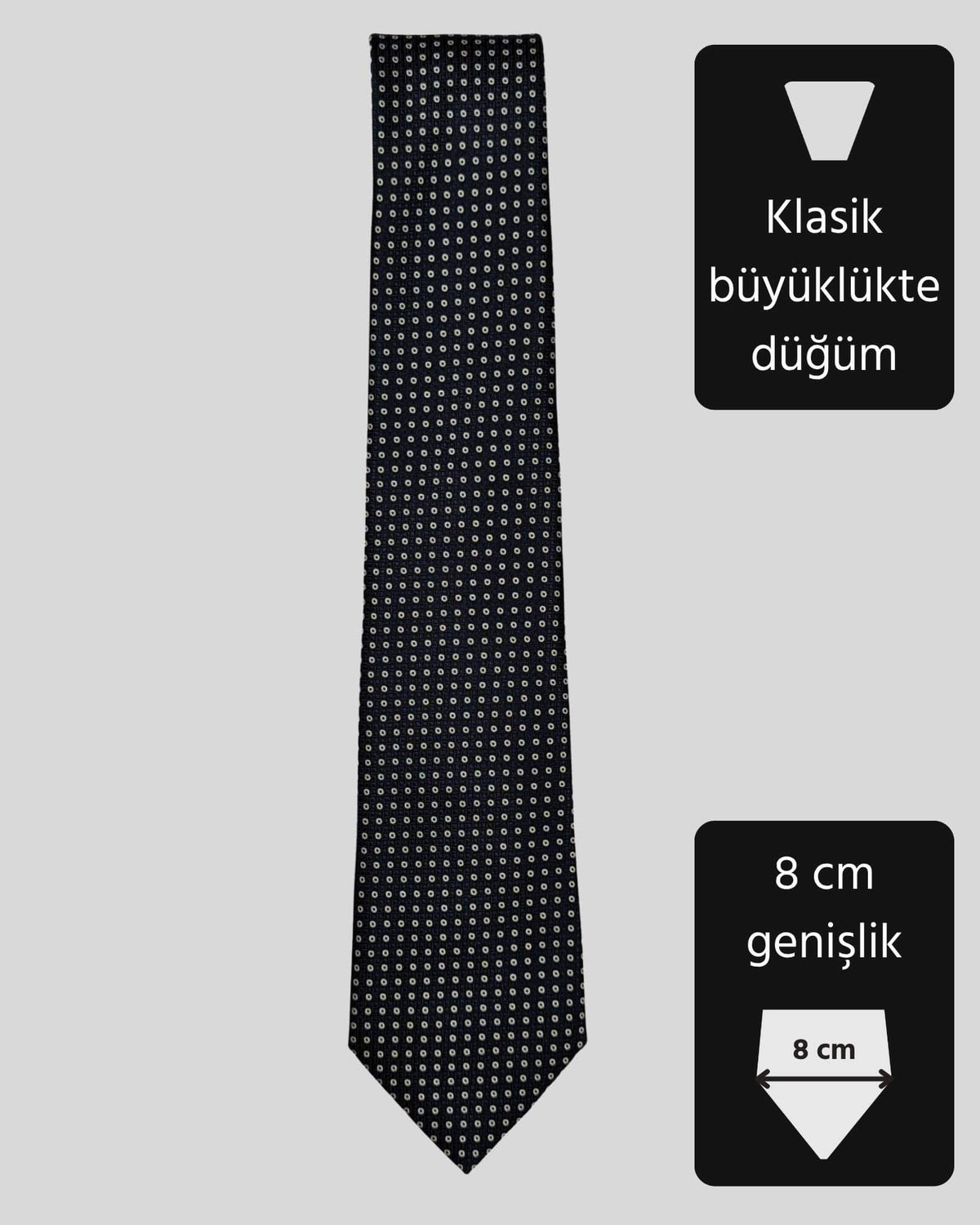 Kumovo siyah beyaz klasik öğretmen kravatı
