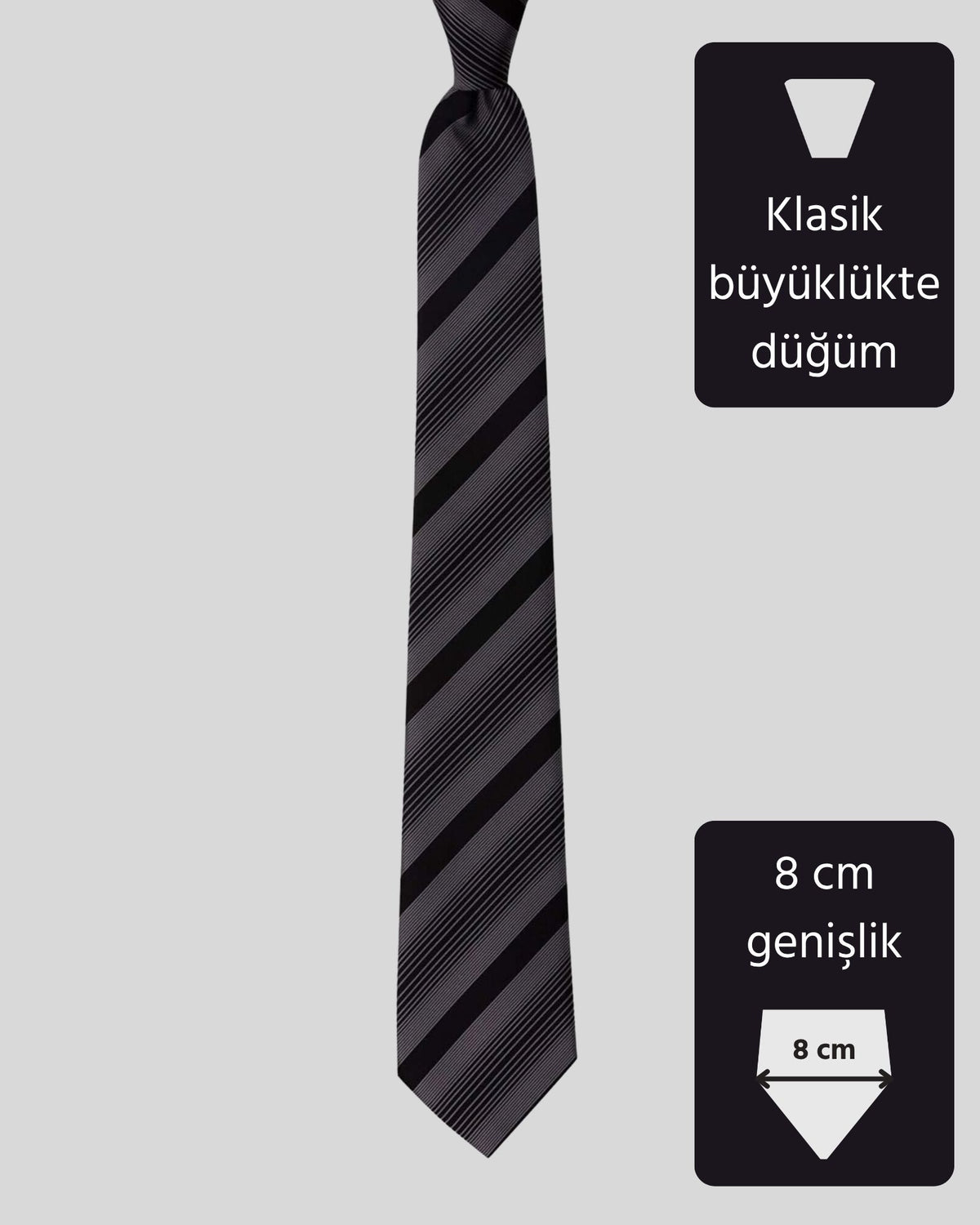 Kumovo siyah beyaz klasik erkek kravat