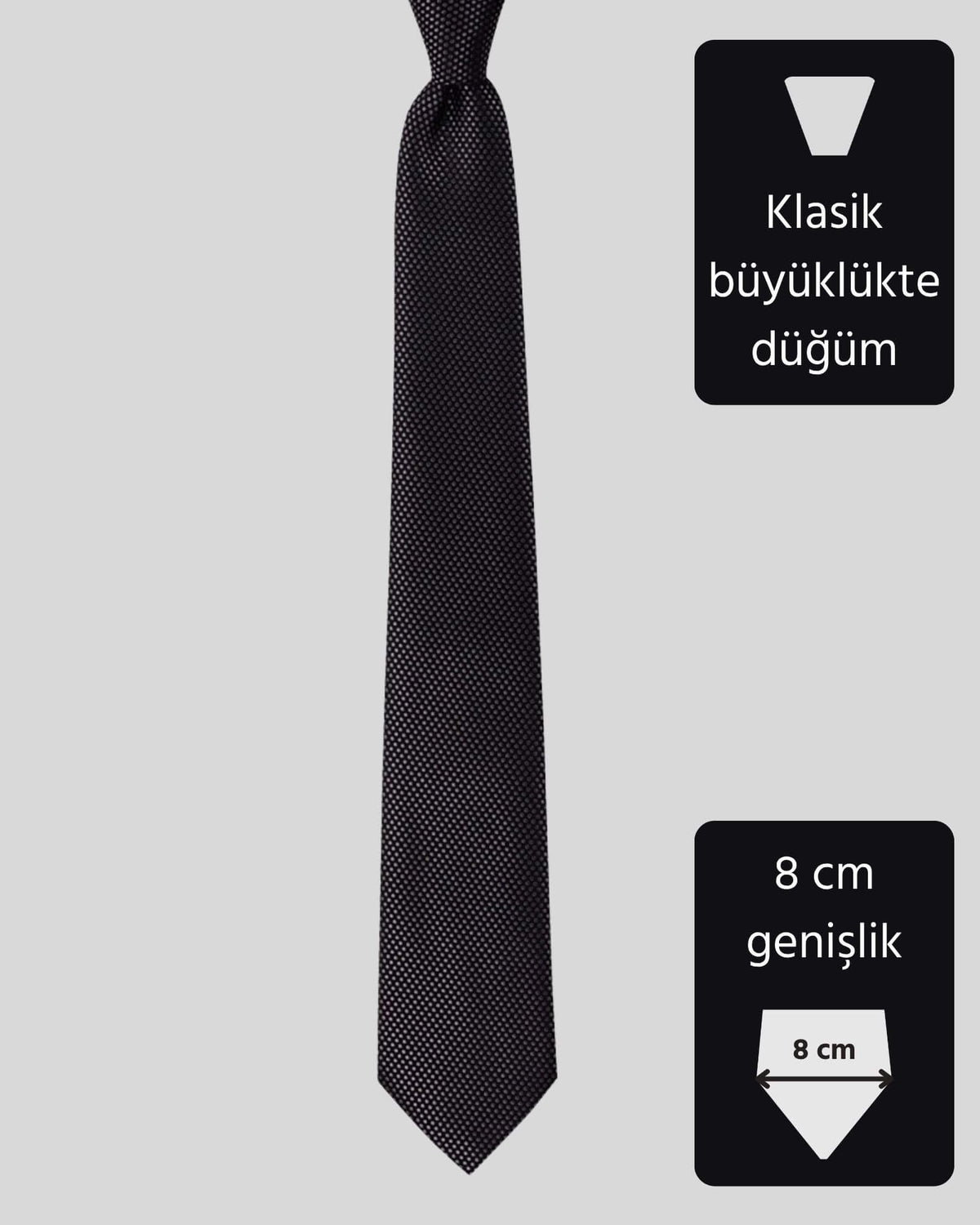 Kumovo siyah klasik memur kravatı