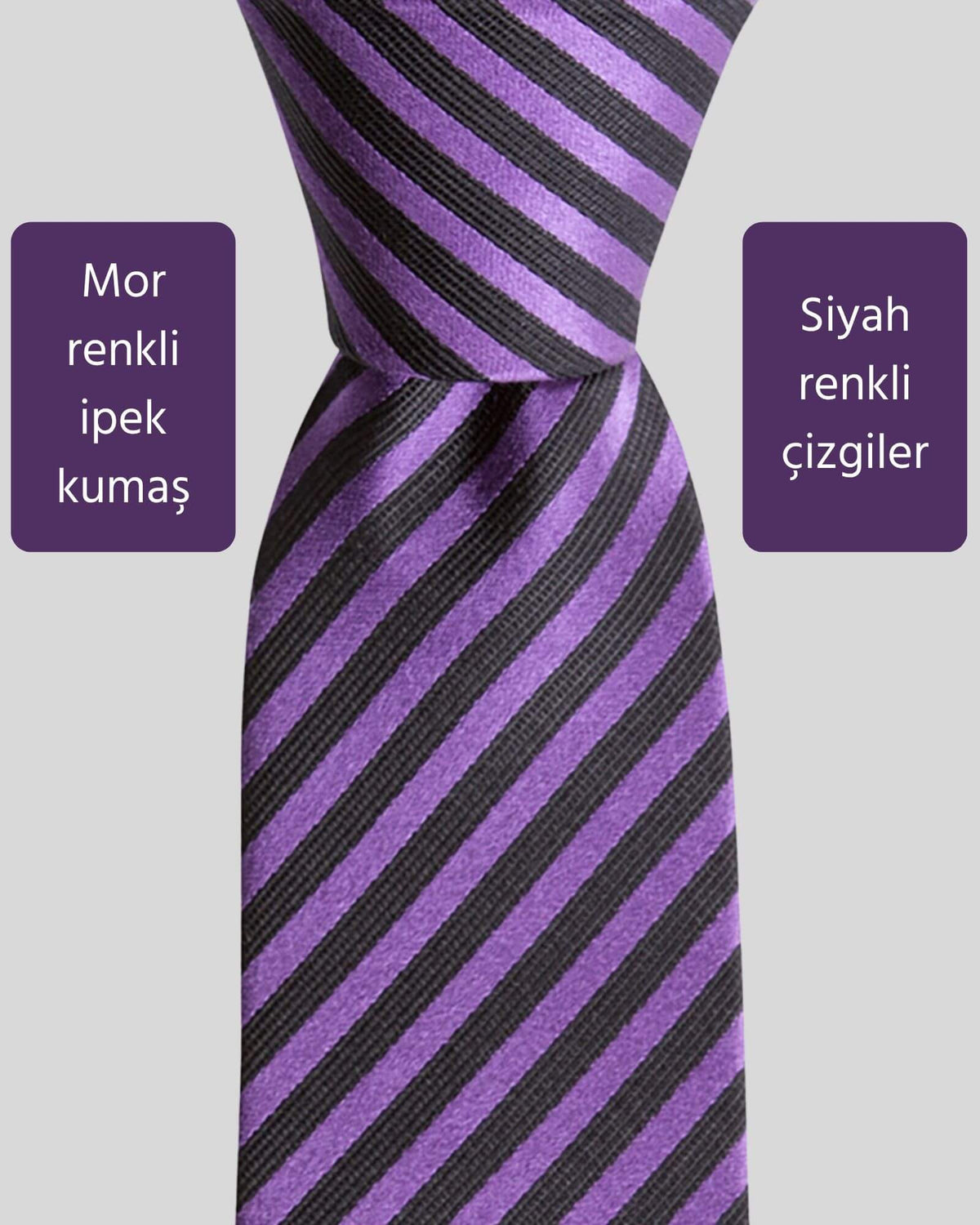 Kumovo mor siyah çizgili ipek doktor kravatı