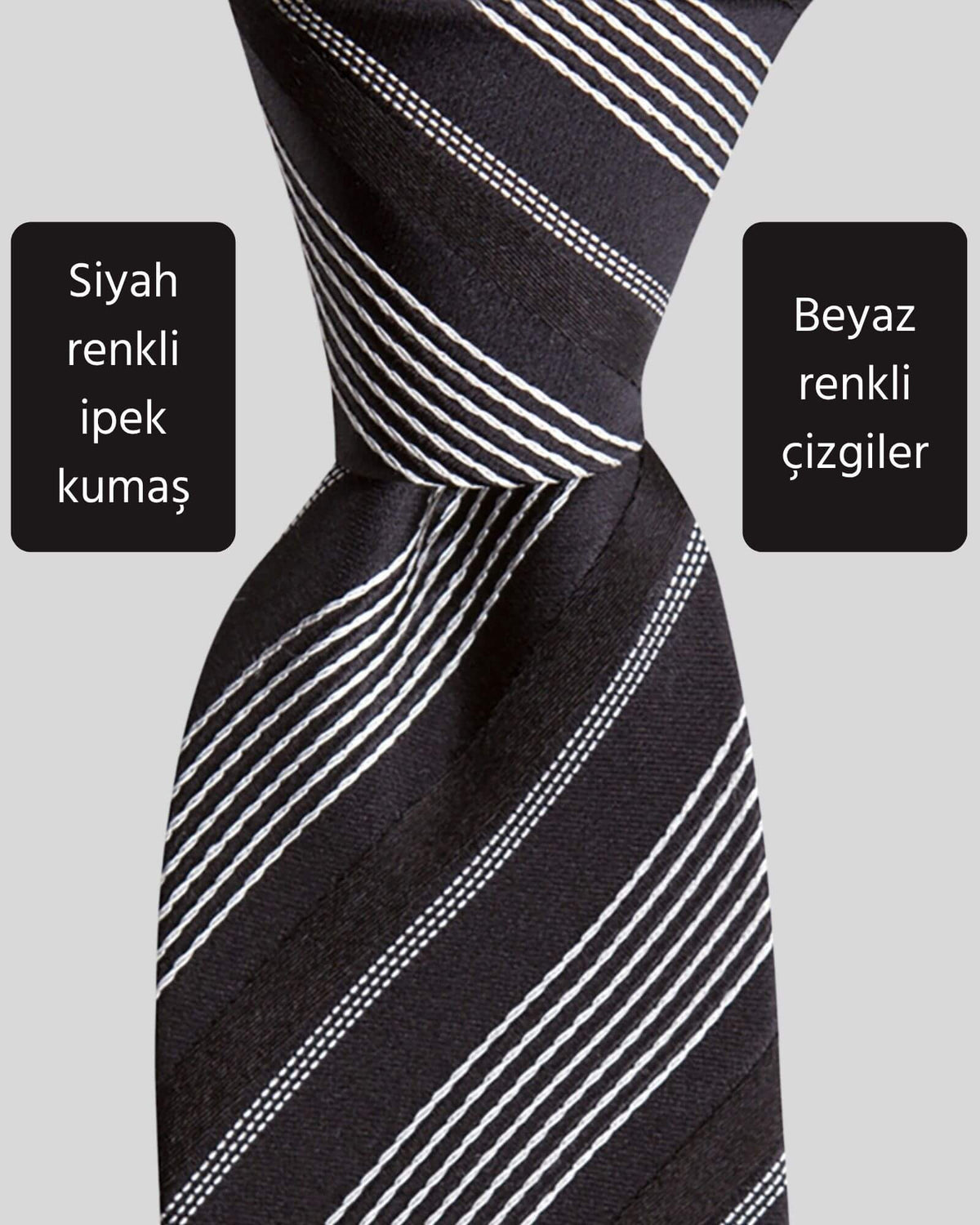 Kumovo siyah ipek kravat