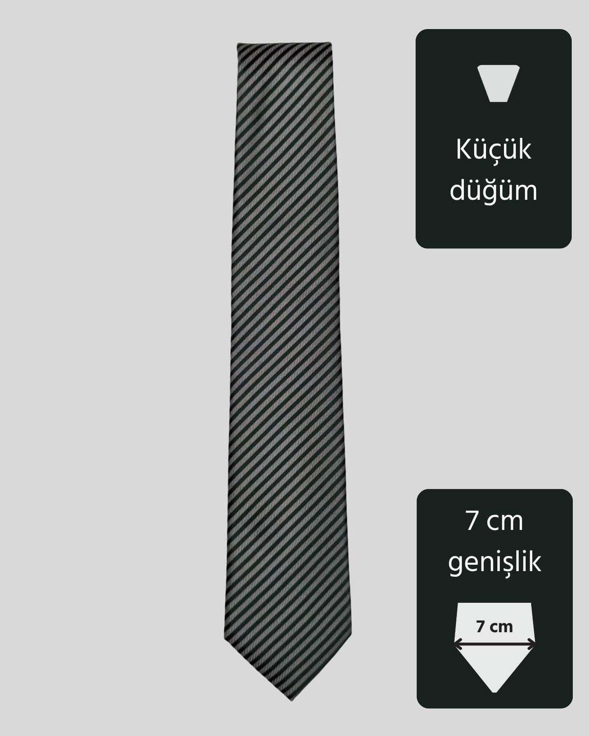 Kumovo yeşil gri çizgili slim kravat