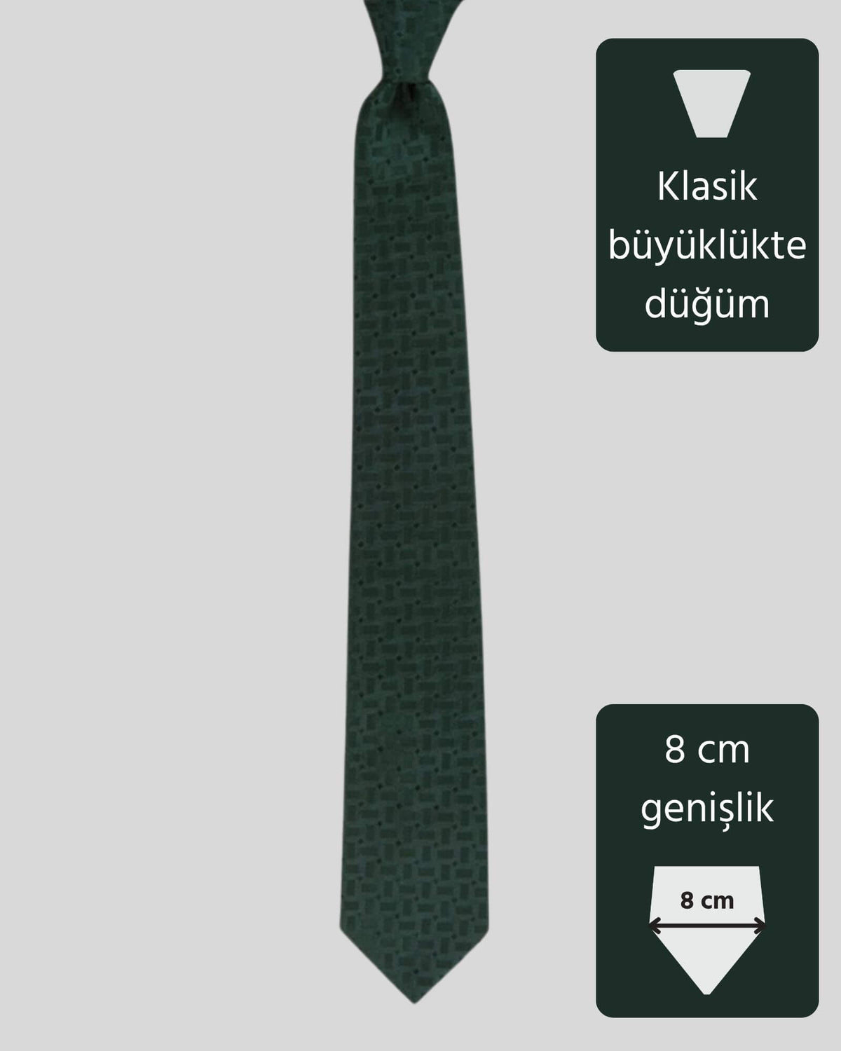 Kumovo koyu yeşil klasik ipek kravat