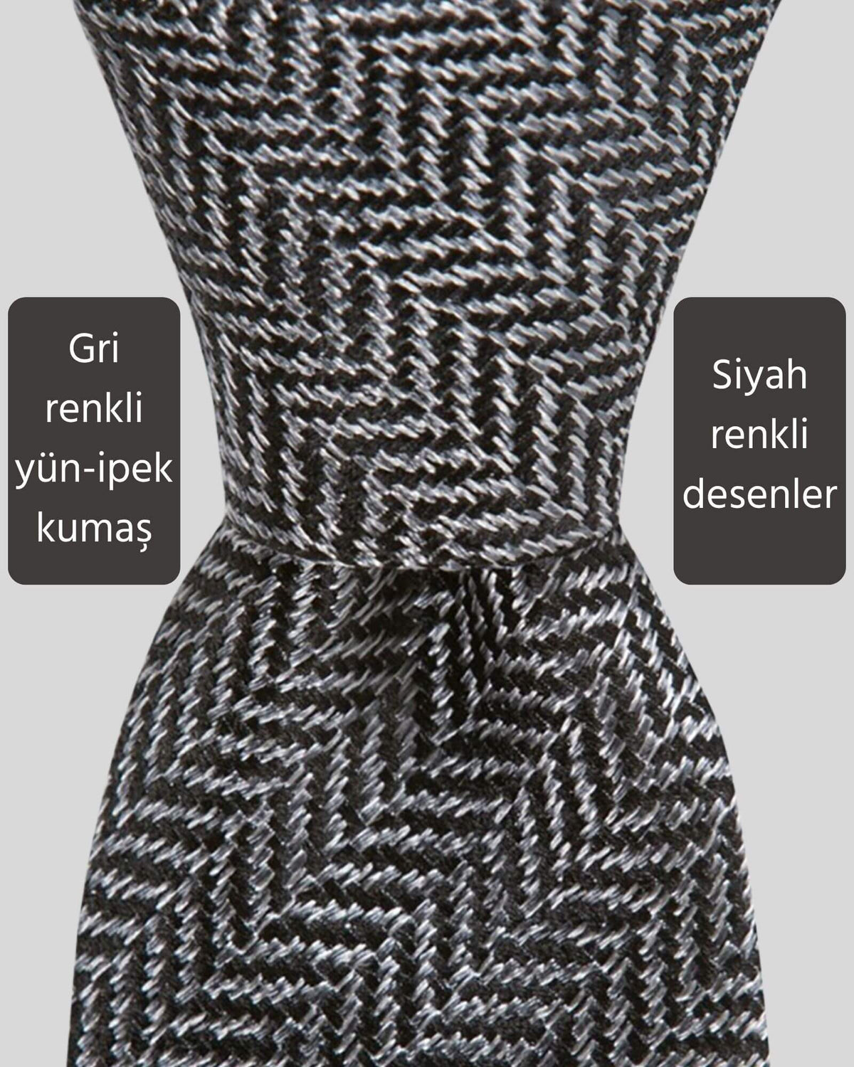 Kumovo gri yün avukat kravatı