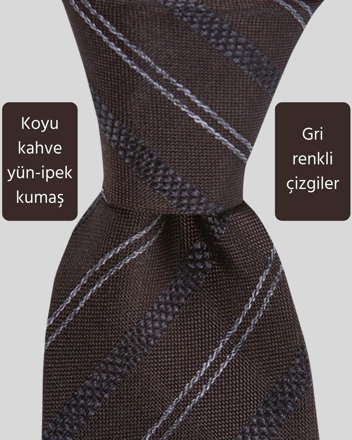 Kumovo kahverengi yün ceket kravatı