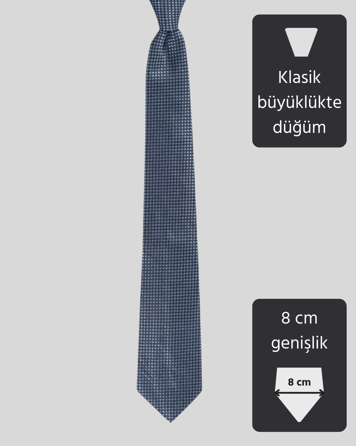 Kumovo gri mavi desenli yün ipek doktor kravatı