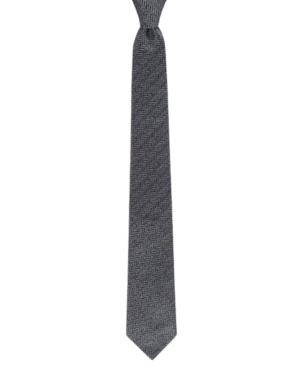 Kumovo gri yün kışlık ceket kravatı