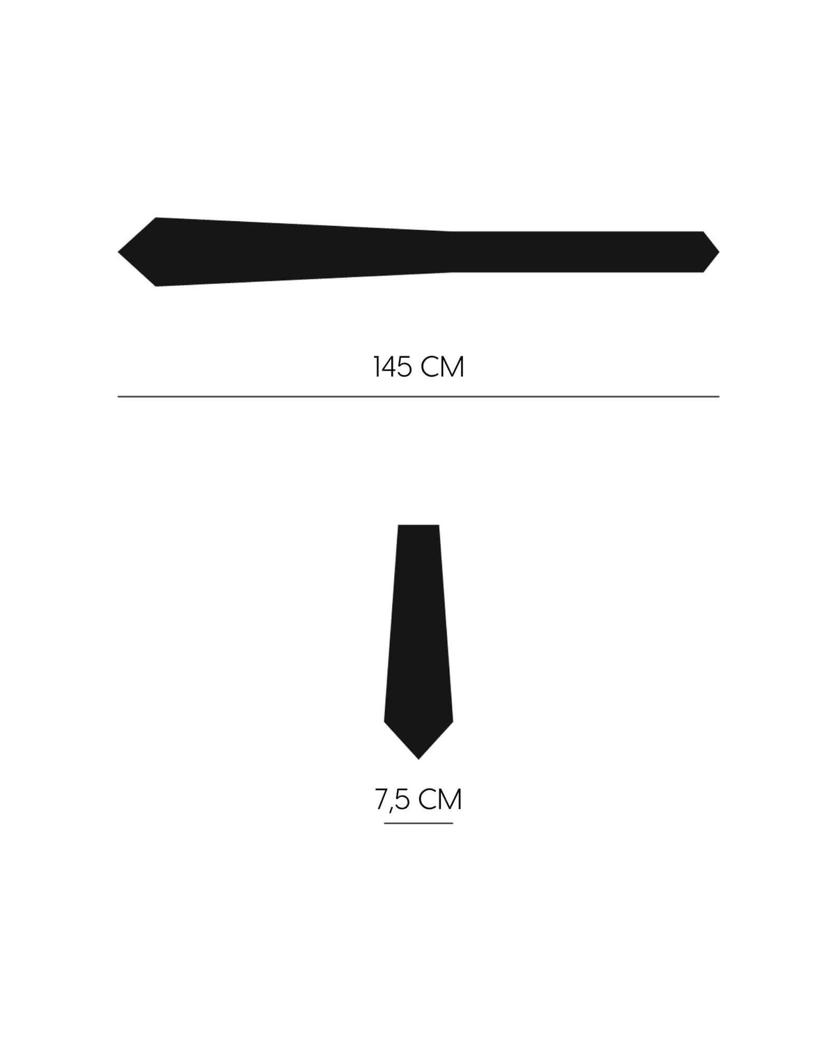 Kumovo 7,5 cm genişlikte siyah kravat ölçüleri